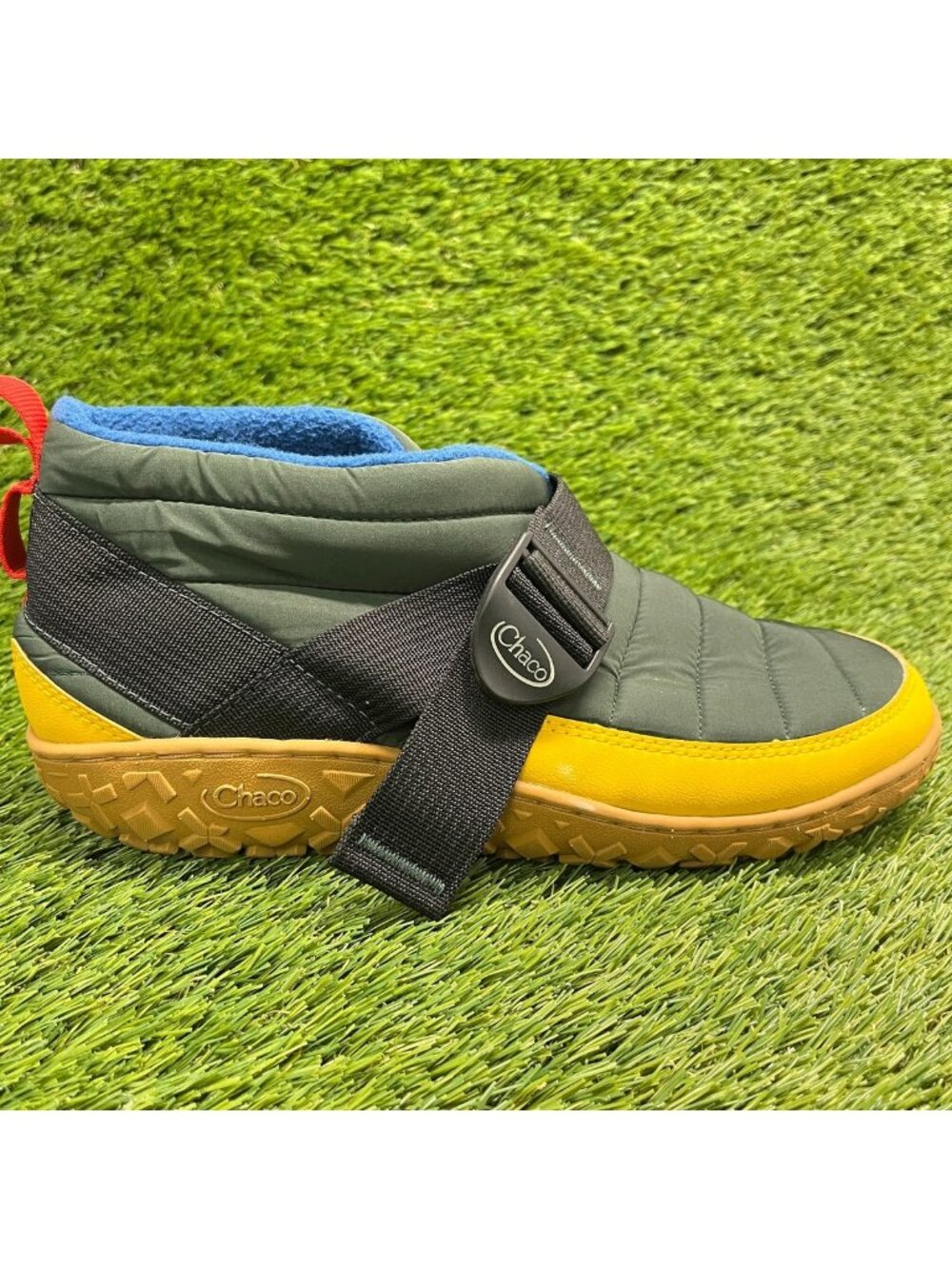 Chaco Ramble Puff Linear Mens Size 8.5 Green Yellow Water Resistant Nylon Boots